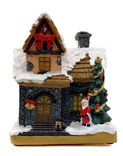 Wizardi; Festive Cottage with Santa Claus. Christmas Village Wizardi F07-N1-11-601; Category:Christmas Tabletop Decor; Image:1